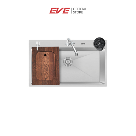 ซิงค์ล้างจาน 1 หลุม EVE KUBE 860/510 ขนาด 86 ซม. สีเงินสแตนเลสขัดลายซาติน พร้อมอุปกรณ์เสริม_8